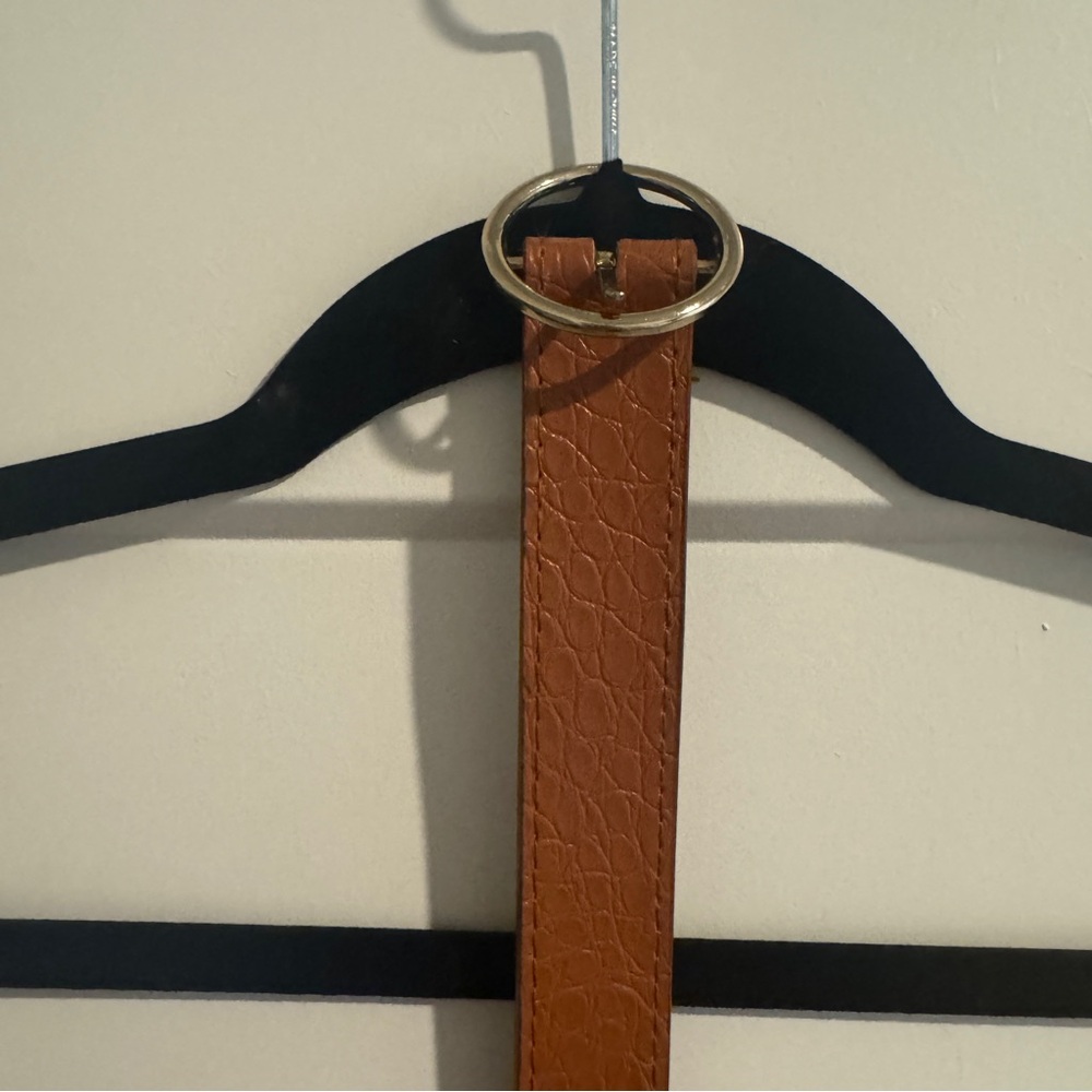 Brown Textured Belt with Gold Buckle